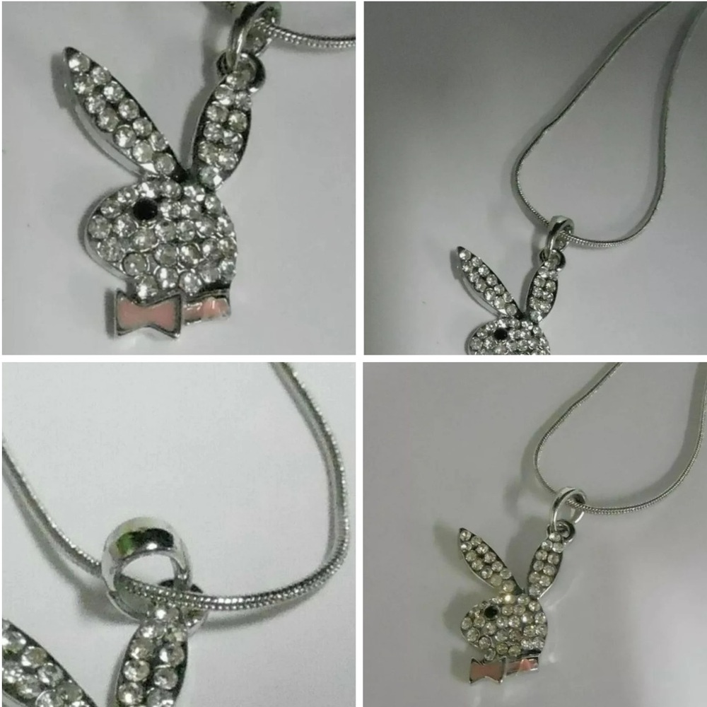 Elegant Silver and RED Crystal Bunny Pendant Necklace my PLAY BOY STYLE NEW - Picture 12 of 12